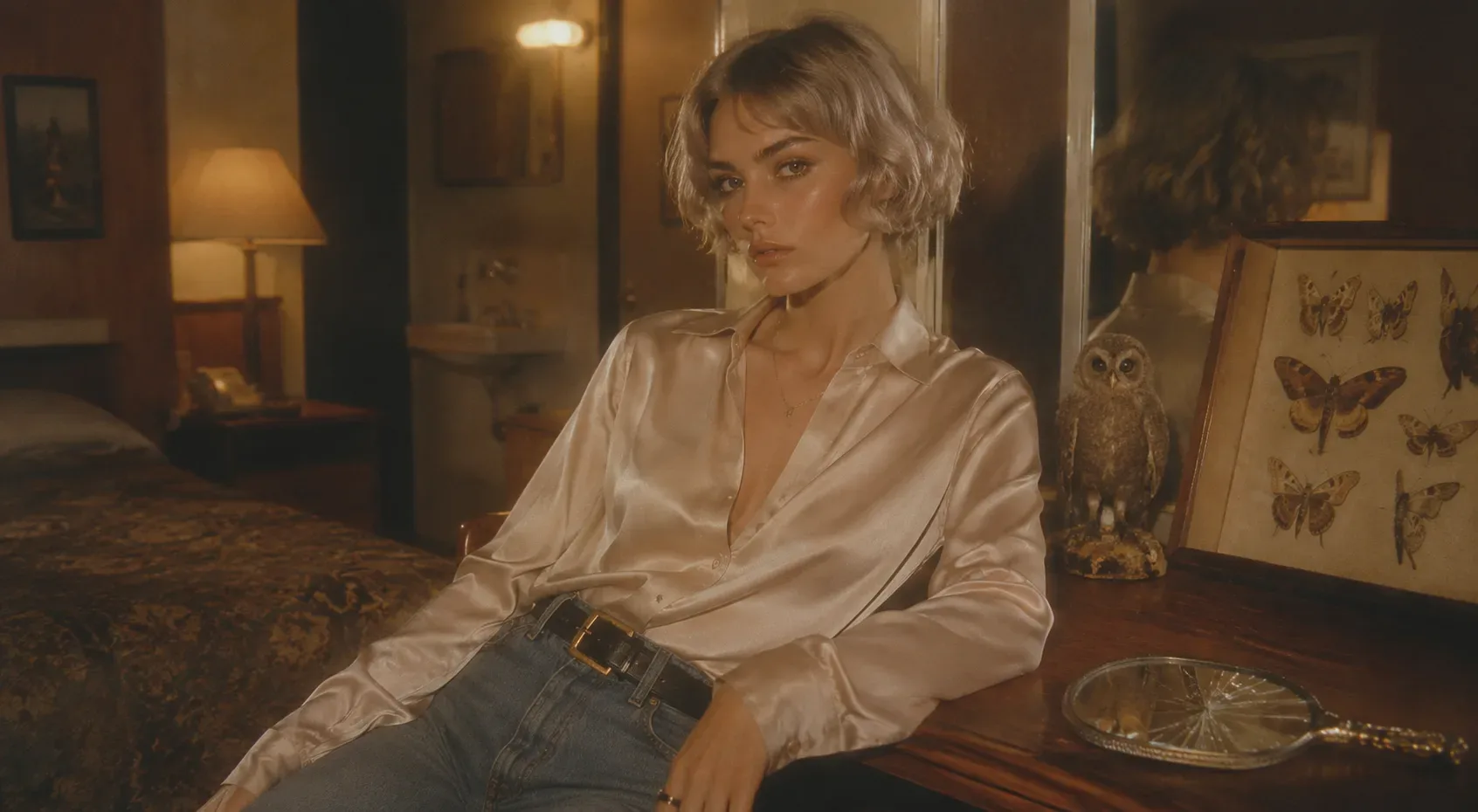 Nocturne editorial image 3 with warm analog interiors and cinematic portrait direction.