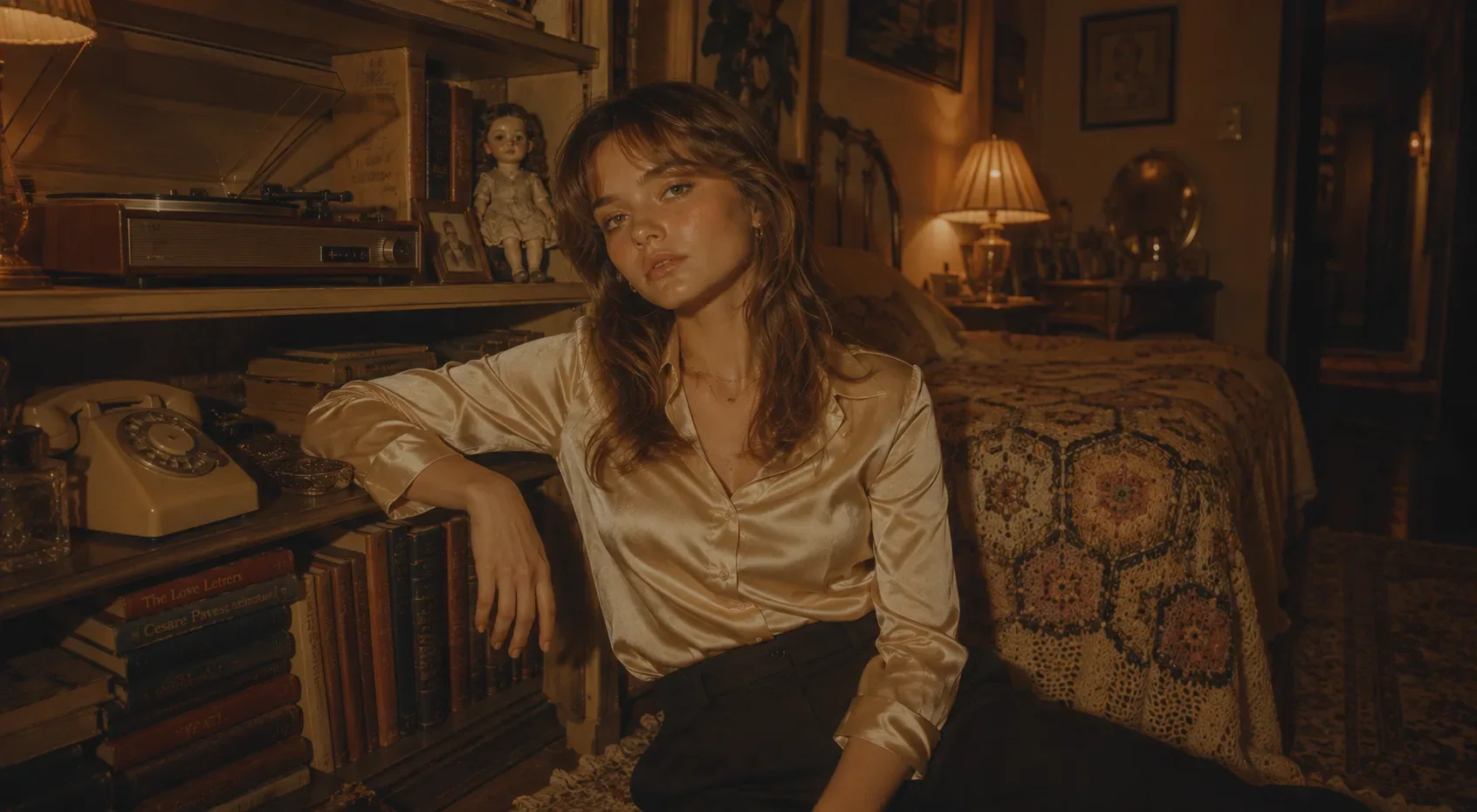 Nocturne editorial image 12 with warm analog interiors and cinematic portrait direction.