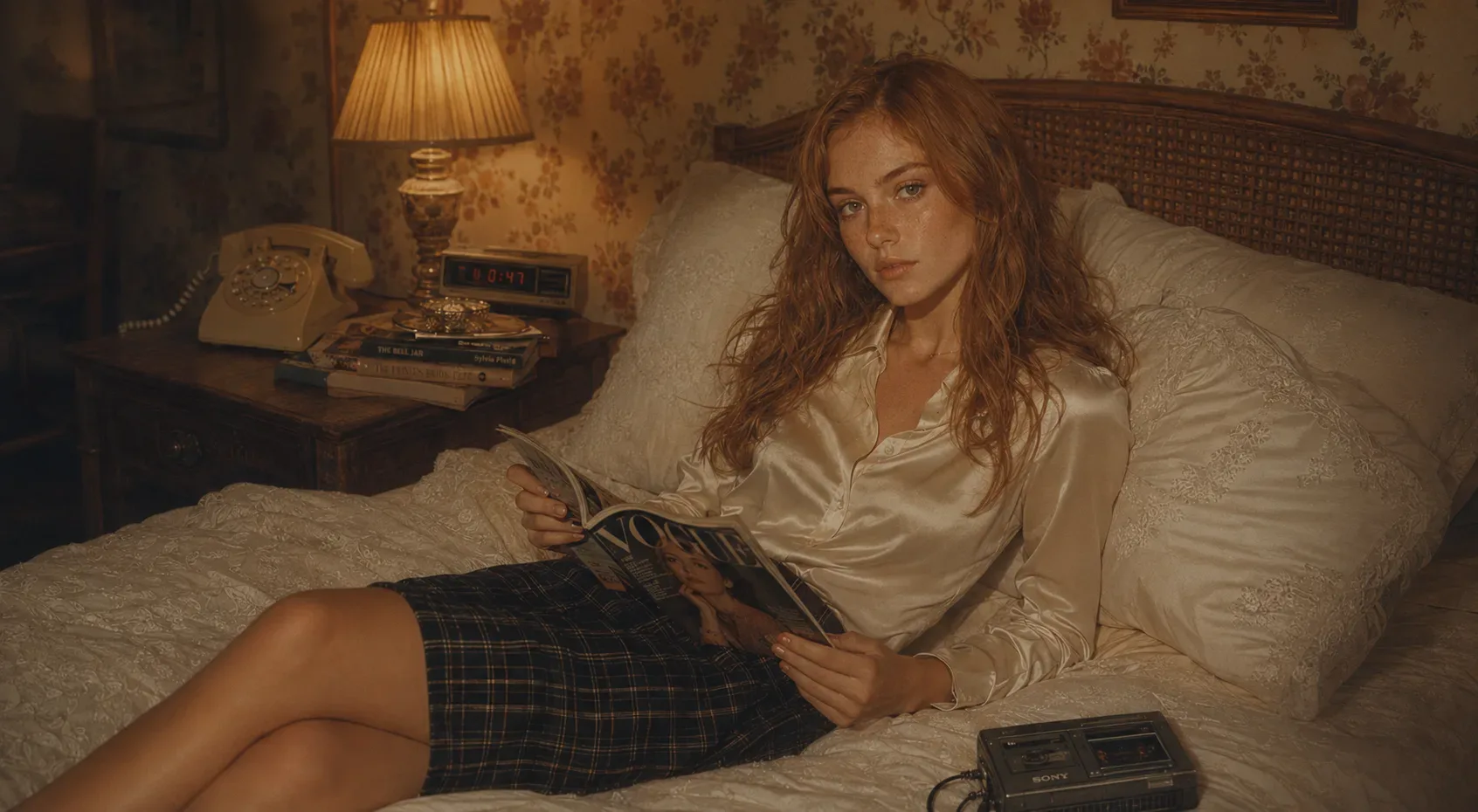 Nocturne editorial image 27 with warm analog interiors and cinematic portrait direction.